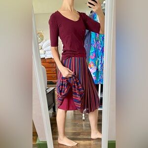 NEW 🛍️ Lot of 3 - maroon red tops XS stripe skirt pleated 2P